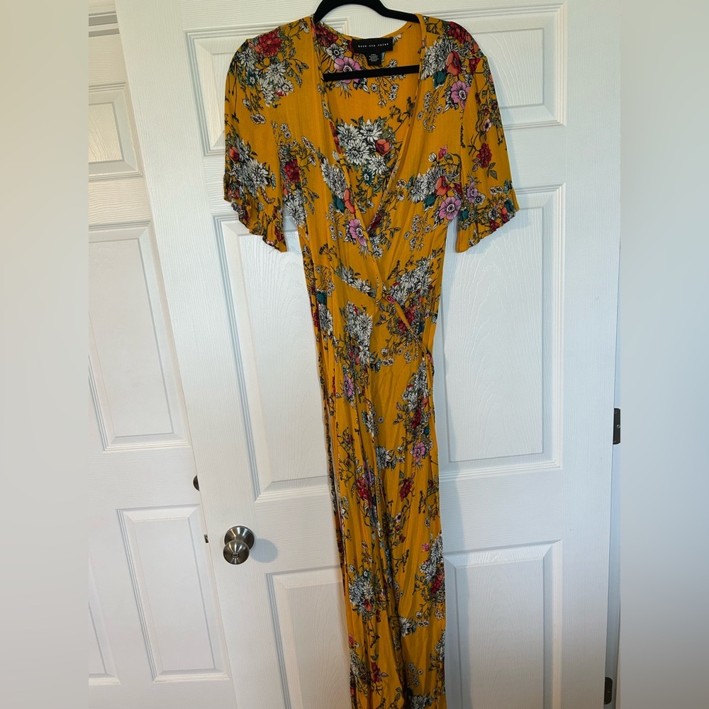 Mustard Floral Wrap Maxi Dress - Women